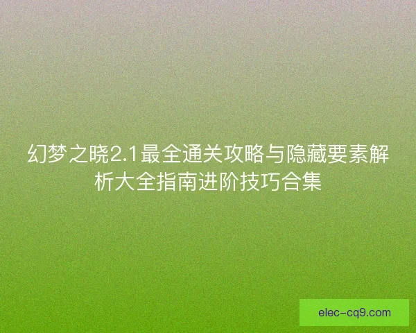 幻梦之晓2.1最全通关攻略与隐藏要素解析大全指南进阶技巧合集