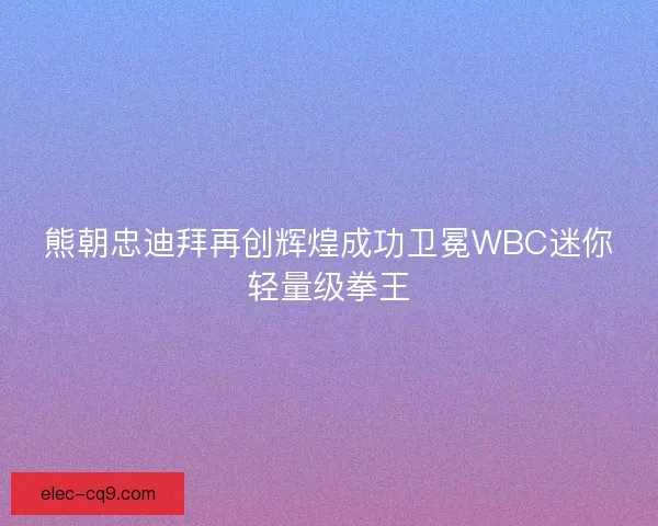 熊朝忠迪拜再创辉煌成功卫冕WBC迷你轻量级拳王