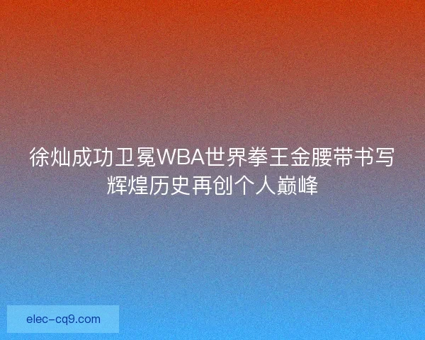 徐灿成功卫冕WBA世界拳王金腰带书写辉煌历史再创个人巅峰