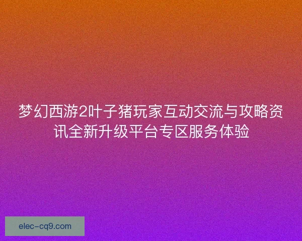 梦幻西游2叶子猪玩家互动交流与攻略资讯全新升级平台专区服务体验
