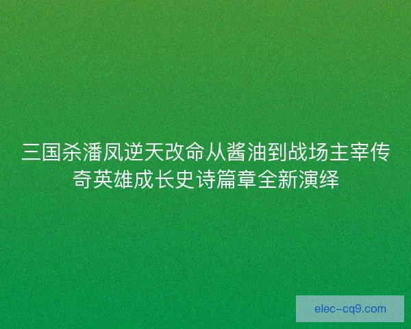 三国杀潘凤逆天改命从酱油到战场主宰传奇英雄成长史诗篇章全新演绎