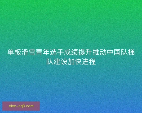 单板滑雪青年选手成绩提升推动中国队梯队建设加快进程